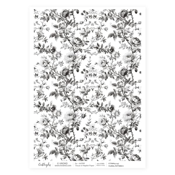 CrafTangles Decoupage Napkin / Tissue / Collage Paper - Floral Pattern 6