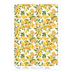 CrafTangles Decoupage Napkin / Tissue / Collage Paper - Lemon Pattern 1