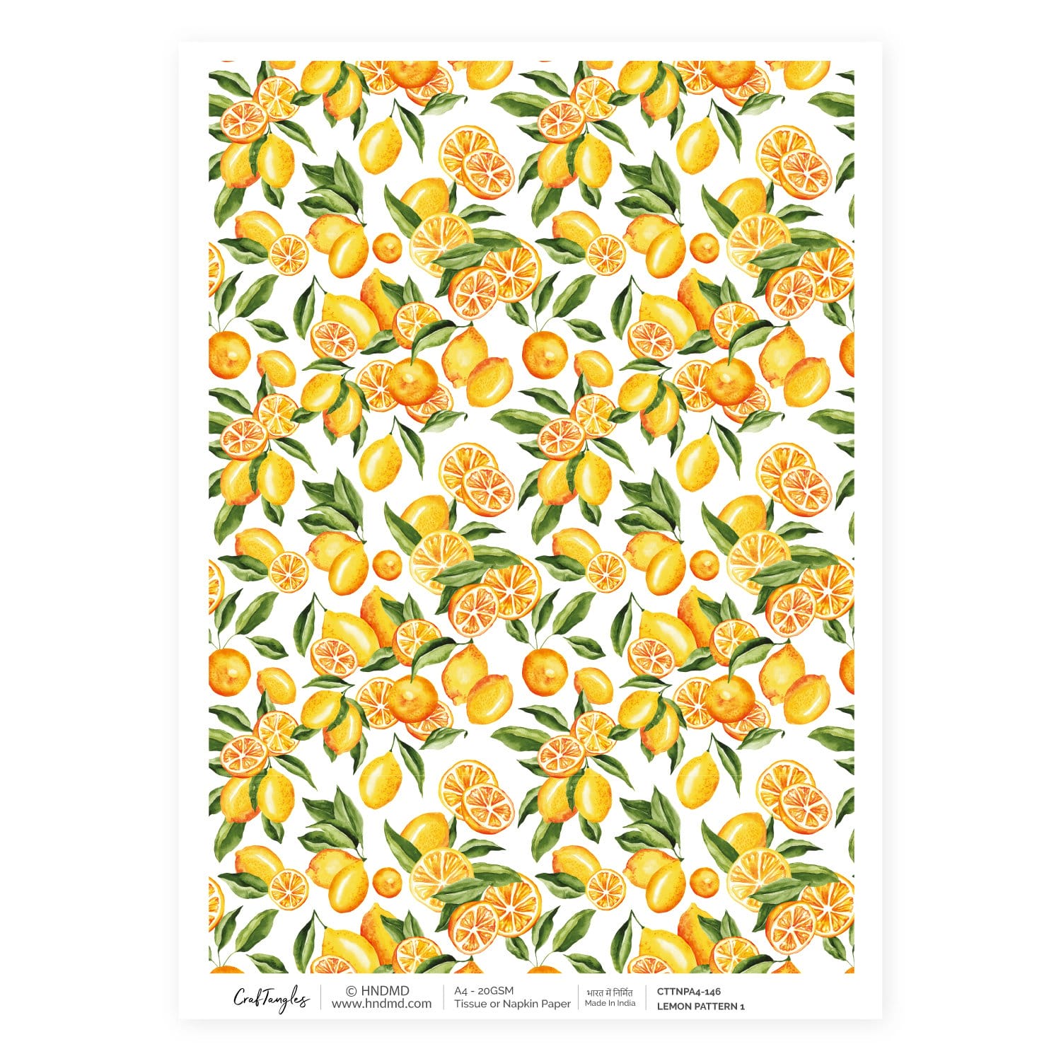 CrafTangles Decoupage Napkin / Tissue / Collage Paper - Lemon Pattern 1 146 Lemon Pattern 1 CrafTangles Tissue napkin paper CrafTangles Decoupage Napkin / Tissue / Collage Paper - Lemon Pattern 1