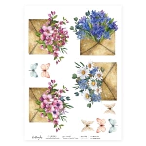 CrafTangles Decoupage Napkin / Tissue / Collage Paper - Floral Envelopes 1