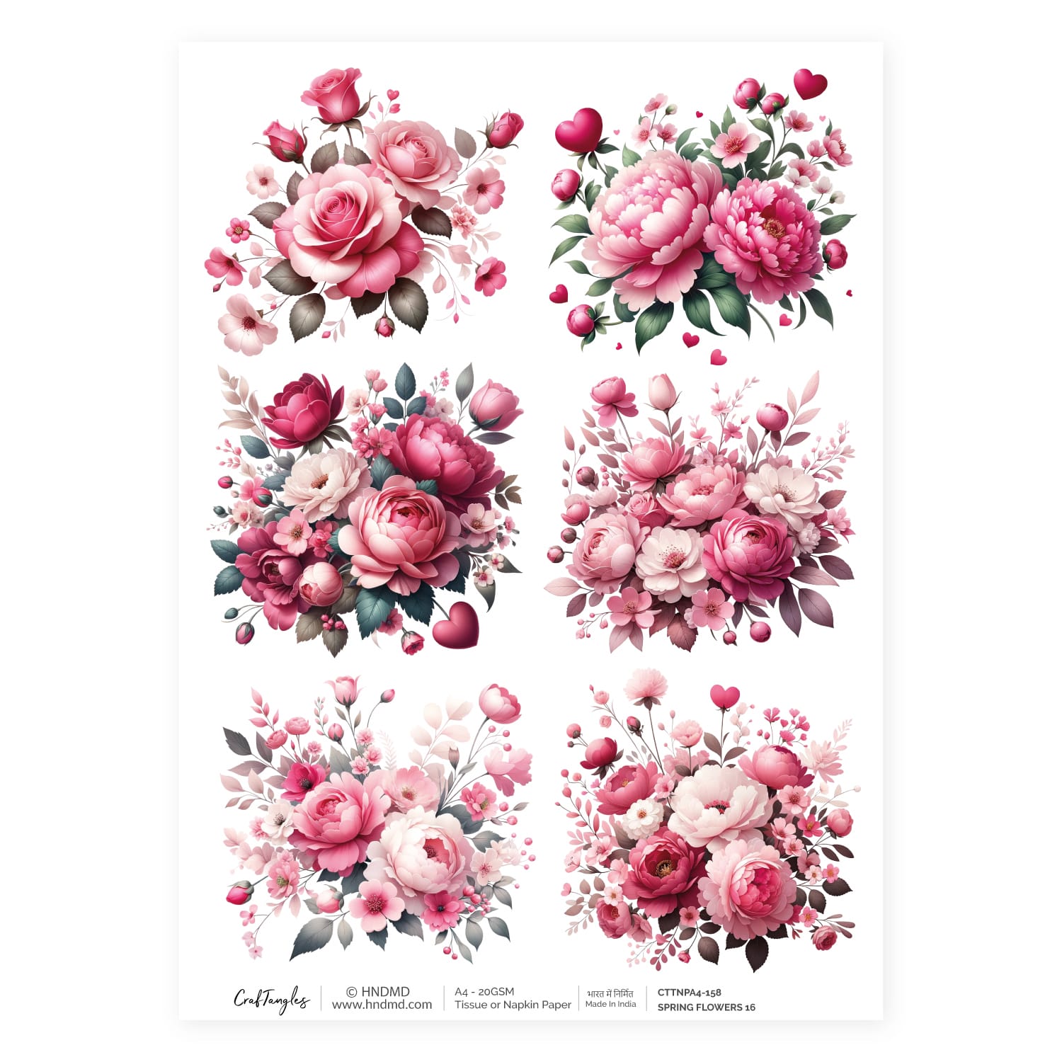 CrafTangles Decoupage Napkin / Tissue / Collage Paper - Spring Flowers 16 158 Spring Flowers 16 CrafTangles Tissue napkin paper CrafTangles Decoupage Napkin / Tissue / Collage Paper - Spring Flowers 16