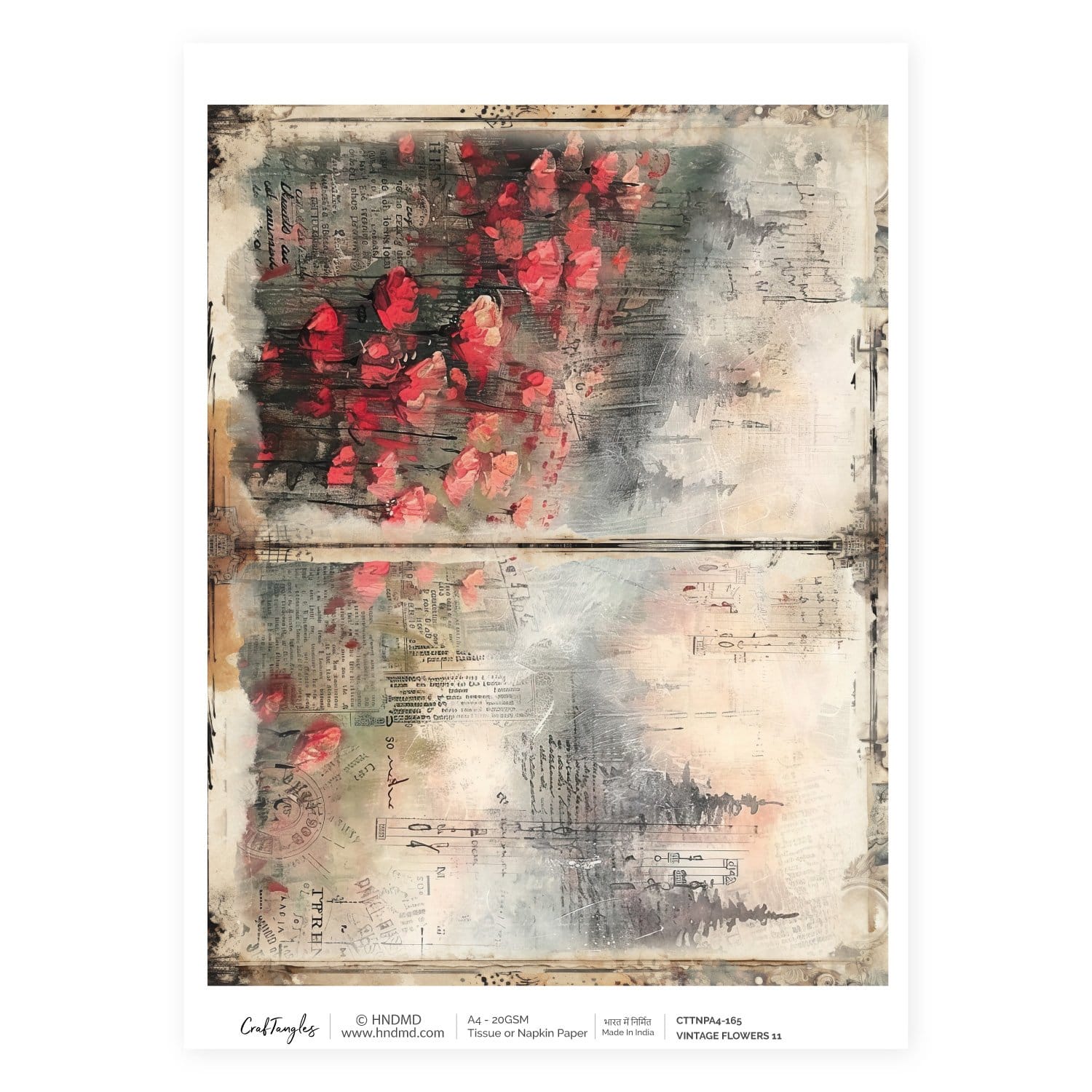 CrafTangles Decoupage Napkin / Tissue / Collage Paper - Vintage Flowers 11 165 Vintage Flowers 11 CrafTangles Tissue napkin paper CrafTangles Decoupage Napkin / Tissue / Collage Paper - Vintage Flowers 11