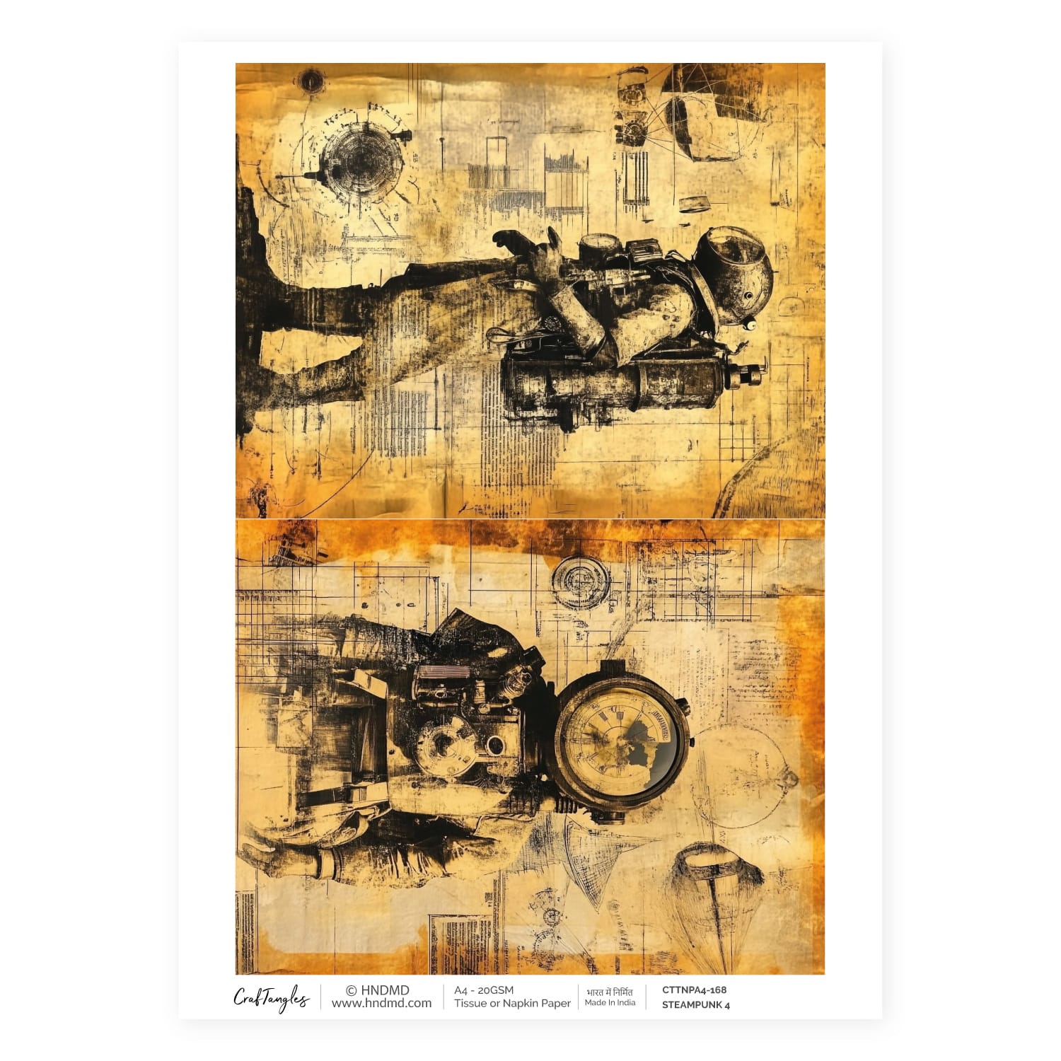 CrafTangles Decoupage Napkin / Tissue / Collage Paper - Steampunk 4 168 Steampunk 4 CrafTangles Tissue napkin paper CrafTangles Decoupage Napkin / Tissue / Collage Paper - Steampunk 4