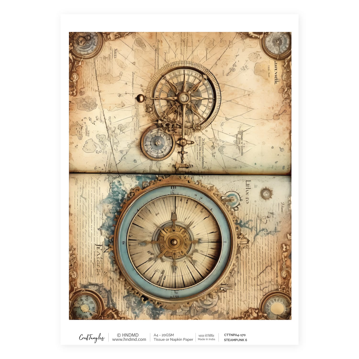 CrafTangles Decoupage Napkin / Tissue / Collage Paper - Steampunk 6 170 Steampunk 6 CrafTangles Tissue napkin paper CrafTangles Decoupage Napkin / Tissue / Collage Paper - Steampunk 6