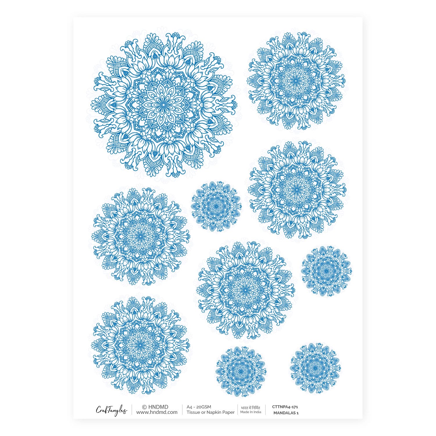 CrafTangles Decoupage Napkin / Tissue / Collage Paper - Mandalas 1 171 Mandalas 1 CrafTangles Tissue napkin paper CrafTangles Decoupage Napkin / Tissue / Collage Paper - Mandalas 1