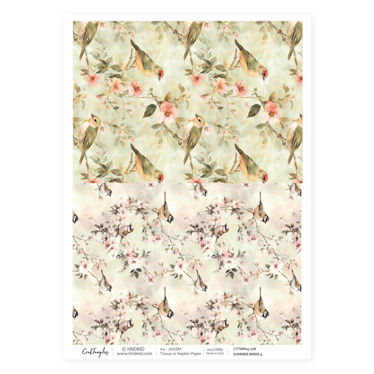 CrafTangles Decoupage Napkin / Tissue / Collage Paper - Summer Birds 4 178 Summer Birds 4 CrafTangles Tissue napkin paper CrafTangles Decoupage Napkin / Tissue / Collage Paper - Summer Birds 4