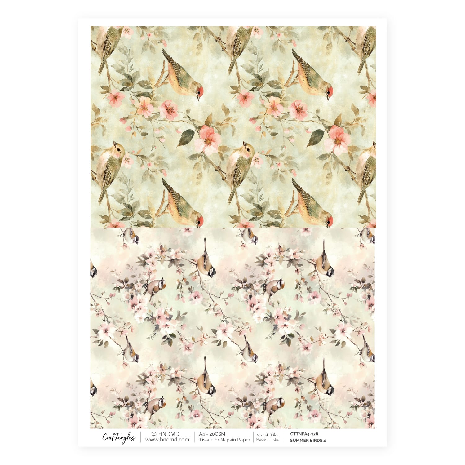 CrafTangles Decoupage Napkin / Tissue / Collage Paper - Summer Birds 4 178 Summer Birds 4 CrafTangles Tissue napkin paper CrafTangles Decoupage Napkin / Tissue / Collage Paper - Summer Birds 4