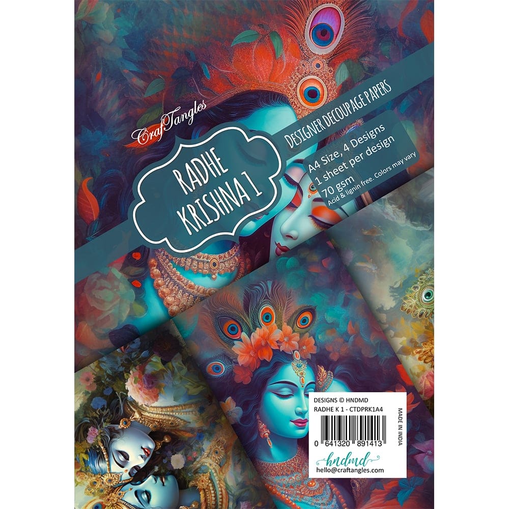 CrafTangles Decoupage Paper A4 - Radhe Krishna 1 Radhe Krishna 1 CrafTangles Decoupage Paper CrafTangles Decoupage Paper A4 - Radhe Krishna 1