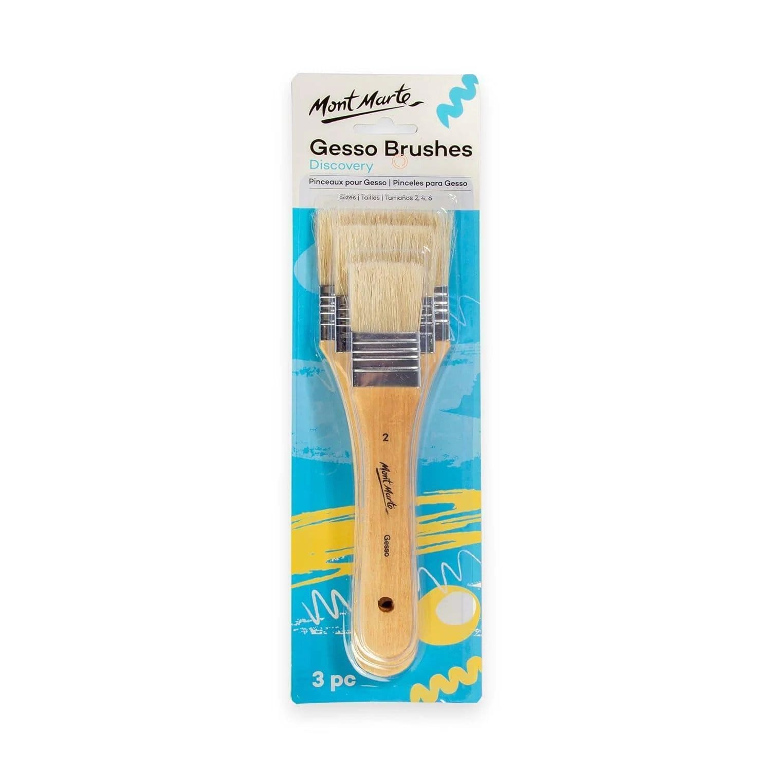 Mont Marte Gesso Brushes (Set of 3 brushes) Mont Marte Discovery Gesso Brushes 3pc MPB0003 1 Mont Marte Gesso Brushes (Set of 3 brushes)