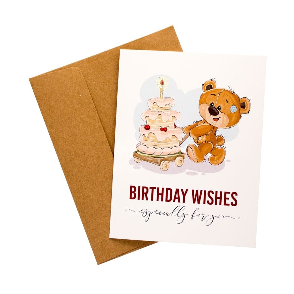 Birthday wishes tiered cake printed Greeting Card birthday wishes tiered cake greeting card Handmade Crew