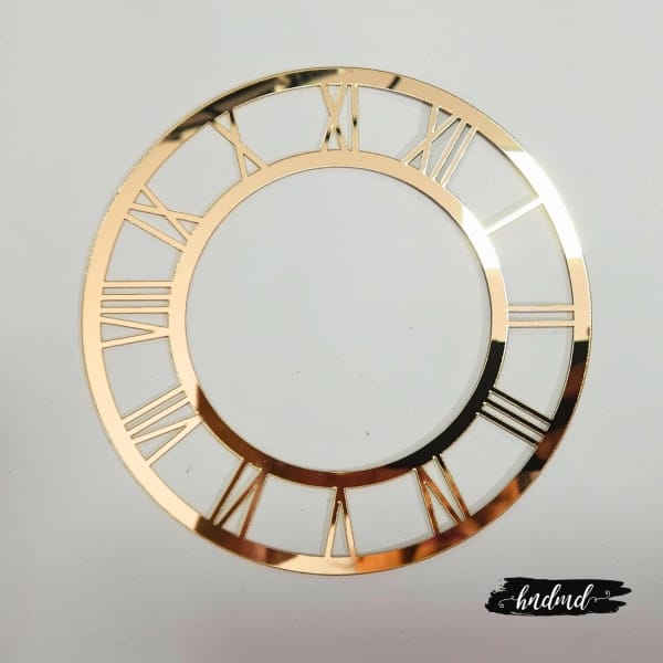Acrylic Clock Frame – 8 inch Roman Numbers (Golden)