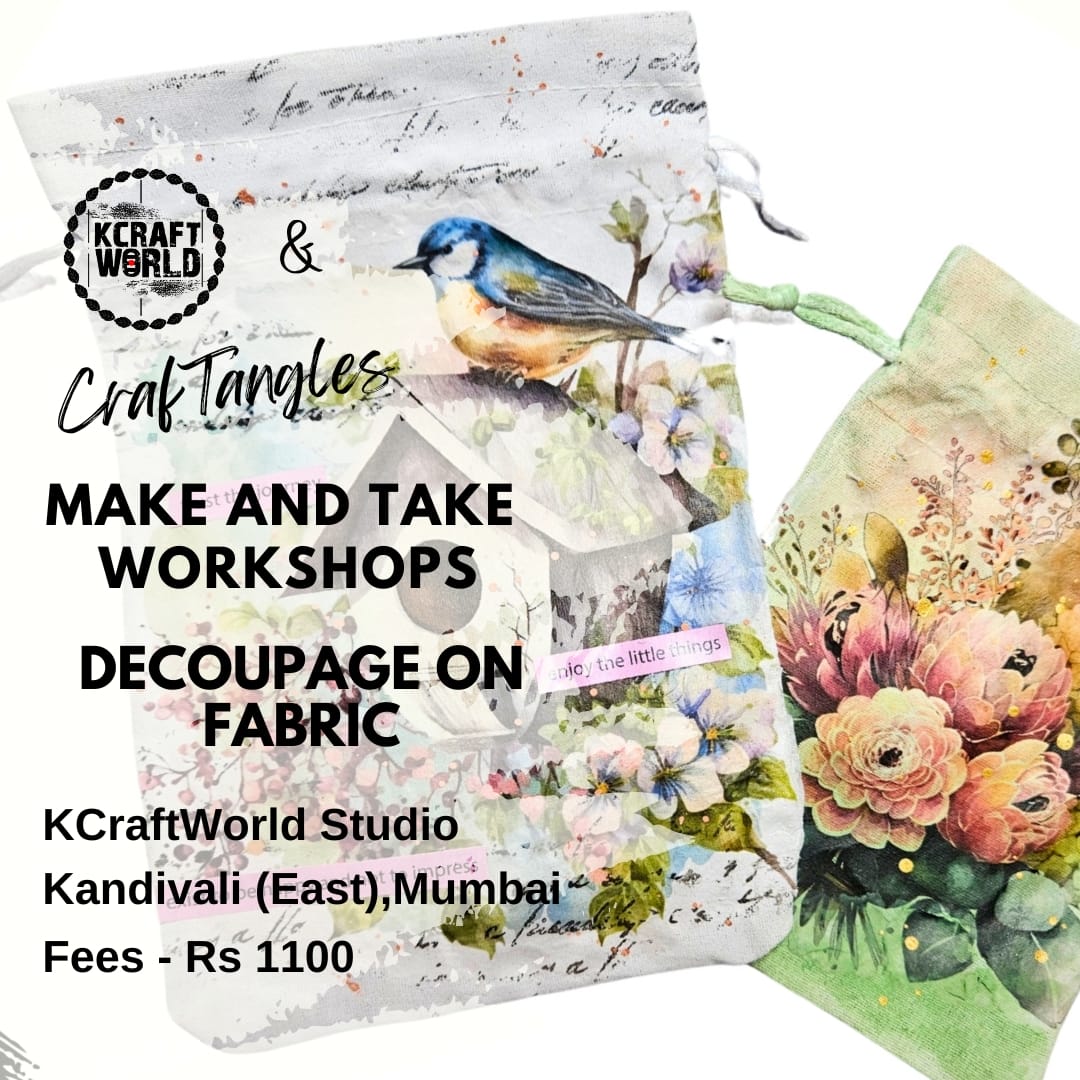 CrafTangles Fabric Decoupage Workshop in Kandivali East Mumbai on 5 June 2025 CrafTangles Decoupage on Fabric Workshop CrafTangles Fabric Decoupage Workshop in Kandivali East Mumbai on 5 June 2025