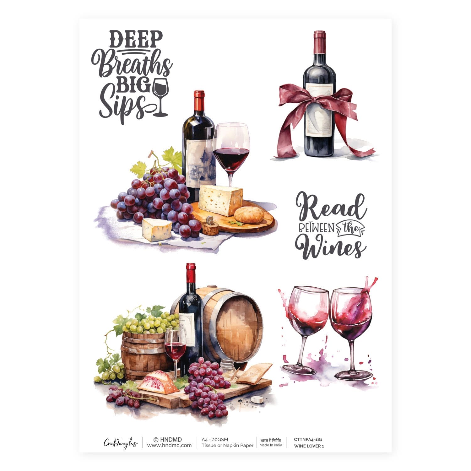 CrafTangles Decoupage Napkin / Tissue / Collage Paper - Wine Lover 1 181 Wine Lover 1 CrafTangles Tissue napkin paper CrafTangles Decoupage Napkin / Tissue / Collage Paper - Wine Lover 1