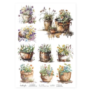 190 Flower Pots 5 CrafTangles Tissue napkin paper