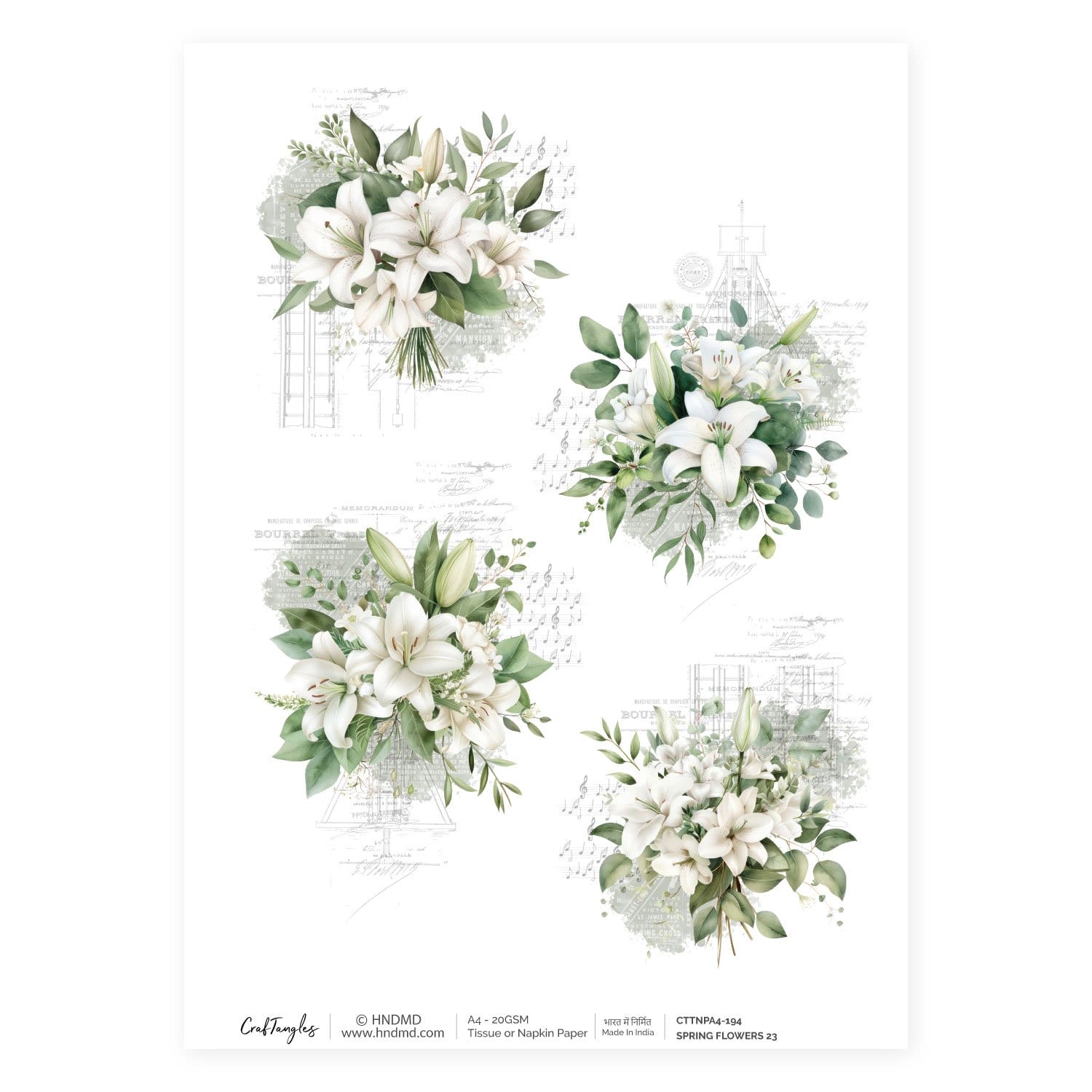 CrafTangles Decoupage Napkin / Tissue / Collage Paper - Spring Flowers 23 194 Spring Flowers 23 CrafTangles Tissue napkin paper CrafTangles Decoupage Napkin / Tissue / Collage Paper - Spring Flowers 23