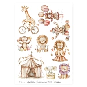 CrafTangles Decoupage Napkin / Tissue / Collage Paper - Circus Animals 1