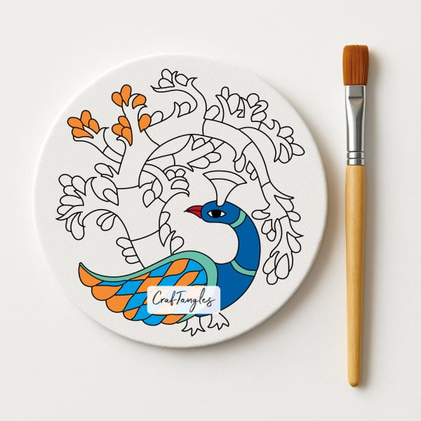 Peacocks 2 - Pre Marked DIY Canvas for Painting - Image 2