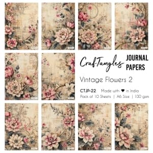 CrafTangles Journal Papers (A6 pack of 10 sheets) - Vintage Flowers 2