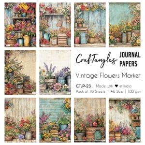CrafTangles Journal Papers (A6 pack of 10 sheets) - Vintage Flowers Market
