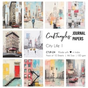 CrafTangles Journal Papers (A6 pack of 10 sheets) - City Life 1
