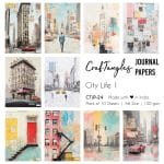 CrafTangles Journal Papers (A6 pack of 10 sheets) - City Life 1