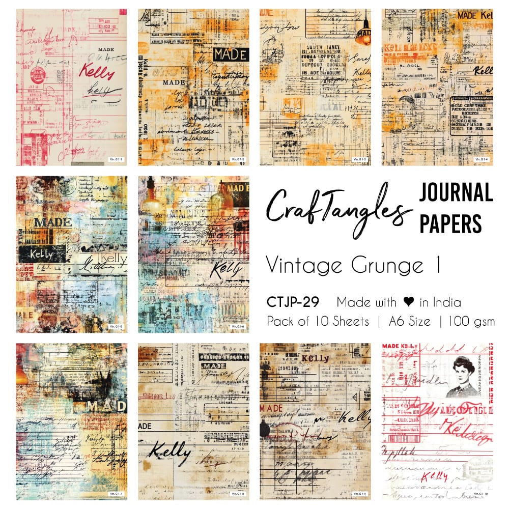 CrafTangles Journal Papers (A6 pack of 10 sheets) - Vintage Grunge 1 CTJP 29 Vintage Grunge 1 Journal Papers CrafTangles Journal Papers (A6 pack of 10 sheets) - Vintage Grunge 1