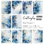 CrafTangles Journal Papers (A6 pack of 10 sheets) - Blue Flowers 1