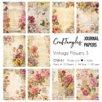 CrafTangles Journal Papers (A6 pack of 10 sheets) - Vintage Flowers 3