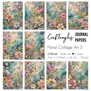 CrafTangles Journal Papers (A6 pack of 10 sheets) - Floral Collage Art 2
