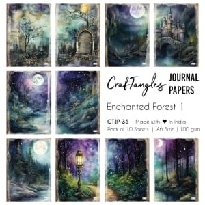CrafTangles Journal Papers (A6 pack of 10 sheets) - Enchanted Forest 1