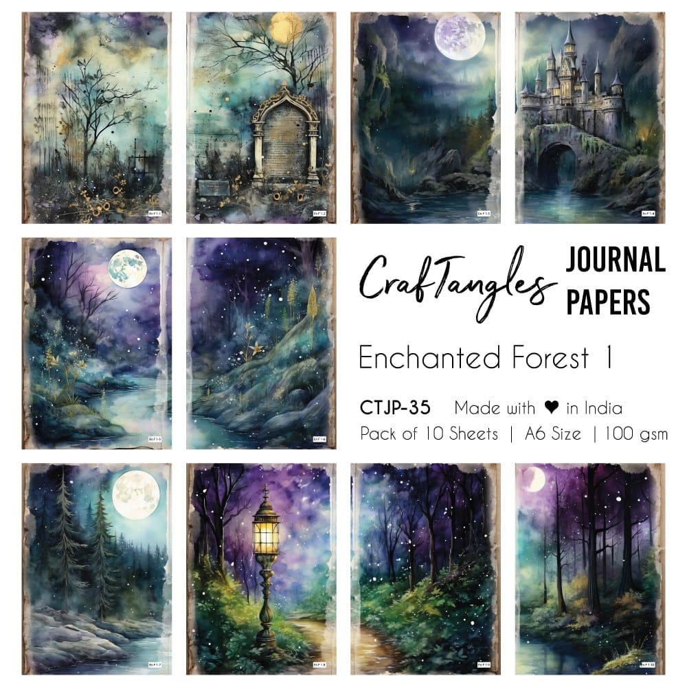 CrafTangles Journal Papers (A6 pack of 10 sheets) - Enchanted Forest 1 CTJP 35 Enchanted Forest 1 Journal Papers CrafTangles Journal Papers (A6 pack of 10 sheets) - Enchanted Forest 1