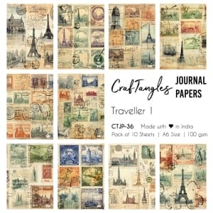 CrafTangles Journal Papers (A6 pack of 10 sheets) - Traveller 1