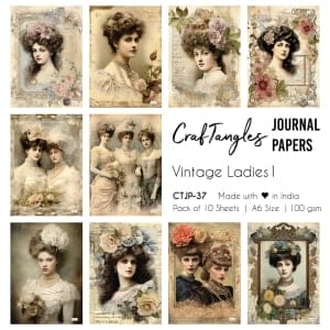 CrafTangles Journal Papers (A6 pack of 10 sheets) - Vintage Ladies 1