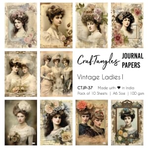 CrafTangles Journal Papers (A6 pack of 10 sheets) - Vintage Ladies 1
