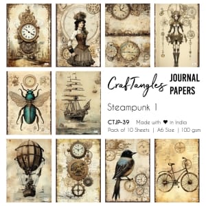 CrafTangles Journal Papers (A6 pack of 10 sheets) - Steampunk 1