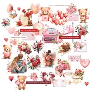 CrafTangles Precut Journal Stickers - Sweet Love 1 (Pack of 47 stickers)