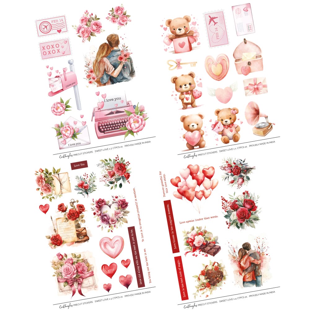 CrafTangles Precut Journal Stickers - Sweet Love 1 (Pack of 47 stickers) CTPCS 21 SweetLove 01 CrafTangles Precut Journal Stickers 1 CrafTangles Precut Journal Stickers - Sweet Love 1 (Pack of 47 stickers) - Image 3
