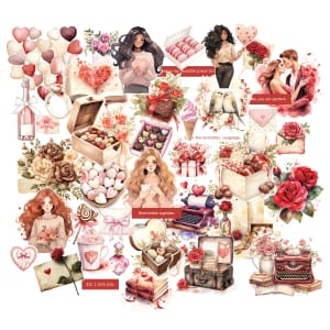 CrafTangles Precut Journal Stickers - Sweet Love 2 (Pack of 42 stickers)