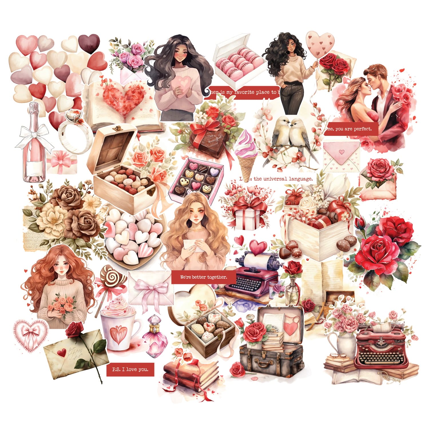 CrafTangles Precut Journal Stickers - Sweet Love 2 (Pack of 42 stickers) CTPCS 22 Sweet Love 02 CrafTangles Precut Journal Stickers 1 CrafTangles Precut Journal Stickers - Sweet Love 2 (Pack of 42 stickers)