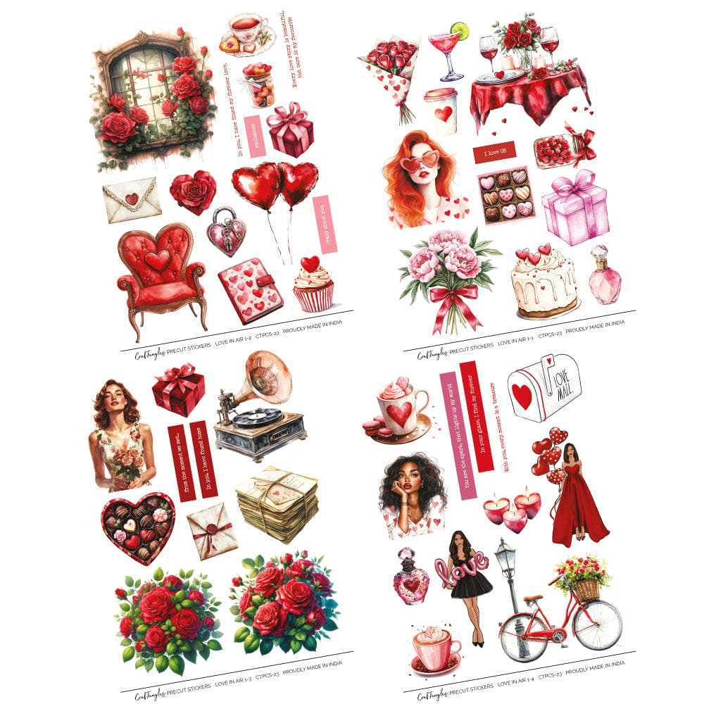 CrafTangles Precut Journal Stickers - Love is in the Air 1 (Pack of 48 stickers) - Image 3