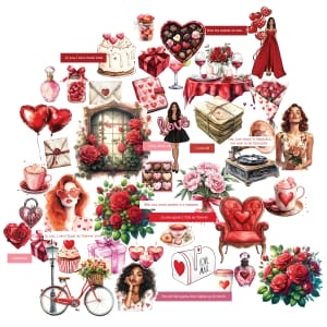 CrafTangles Precut Journal Stickers - Love is in the Air 1 (Pack of 48 stickers)