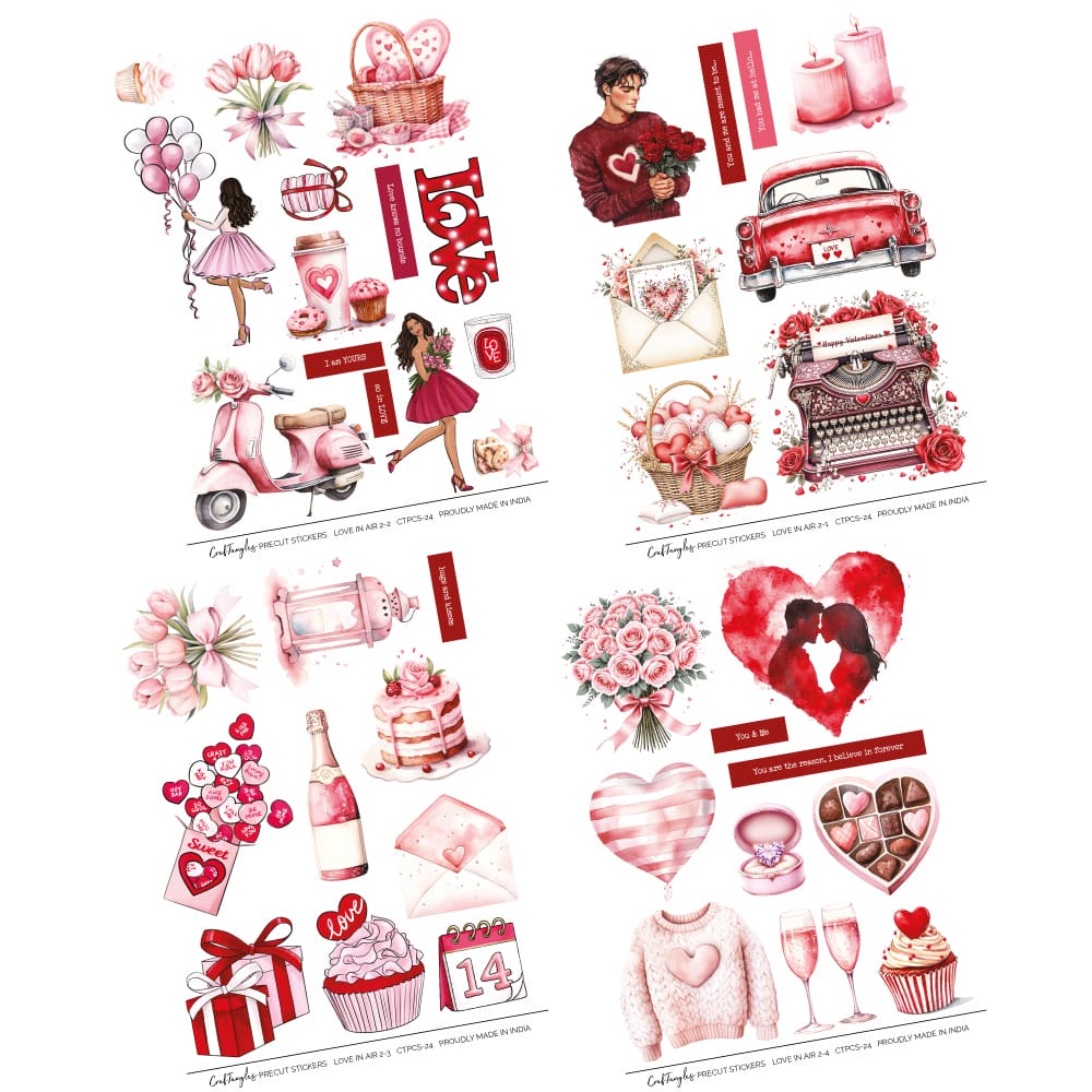 CrafTangles Precut Journal Stickers - Love is in the Air 2 (Pack of 43 stickers) - Image 3