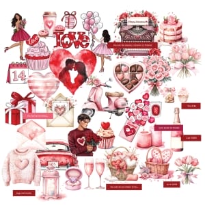 CrafTangles Precut Journal Stickers - Love is in the Air 2 (Pack of 43 stickers)