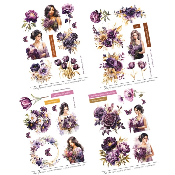 CrafTangles Precut Journal Stickers - Spring Girls 5 (Pack of 43 stickers) - Image 3
