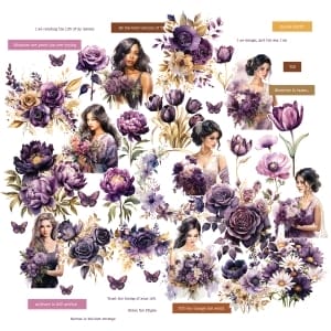 CrafTangles Precut Journal Stickers - Spring Girls 5 (Pack of 43 stickers)