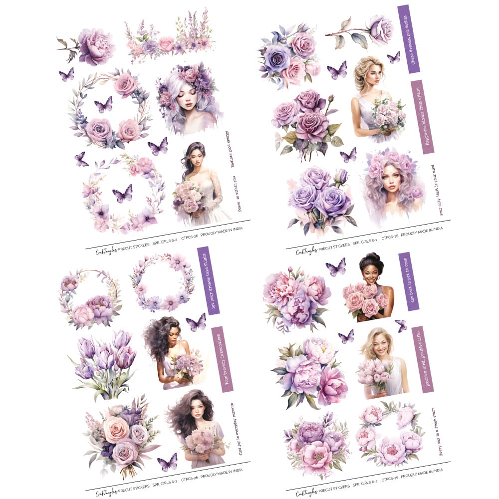 CrafTangles Precut Journal Stickers - Spring Girls 6 (Pack of 48 stickers) CTPCS 26 Spring Girls 06 CrafTangles Precut Journal Stickers CrafTangles Precut Journal Stickers - Spring Girls 6 (Pack of 48 stickers) - Image 3