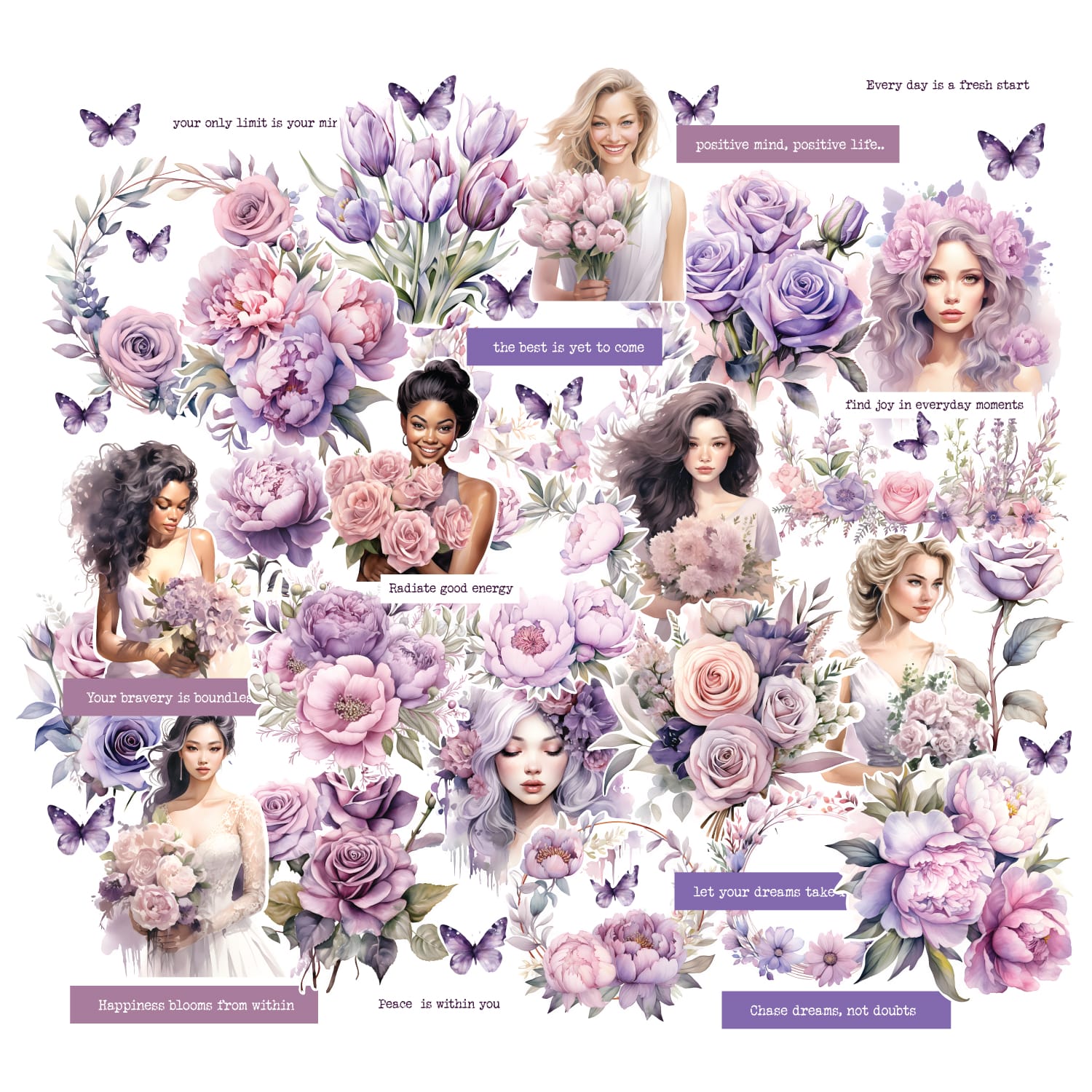 CrafTangles Precut Journal Stickers - Spring Girls 6 (Pack of 48 stickers) CTPCS 26 Spring Girls 06 CrafTangles Precut Journal Stickers 1 CrafTangles Precut Journal Stickers - Spring Girls 6 (Pack of 48 stickers)