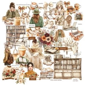 CrafTangles Precut Journal Stickers - Cozy Vibes 1 (Pack of 51 stickers)