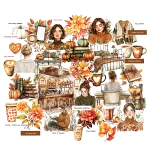 CrafTangles Precut Journal Stickers - Cozy Vibes 2 (Pack of 41 stickers)