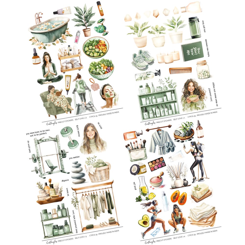 CrafTangles Precut Journal Stickers - Self Love 1(Pack of 75 stickers) CTPCS 35 Self Love 01 CrafTangles Precut Journal Stickers CrafTangles Precut Journal Stickers - Self Love 1(Pack of 75 stickers) - Image 3